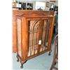 Image 1 : Antique black walnut two door curio cabinet with carved ball and claw feet and two glass shelves