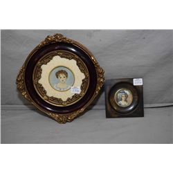 Two framed original miniature portraits including one possible done on ivory