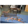 Image 1 : Three primitive folk art metal weather vane toppers including two horse motif and a Indian archer, a