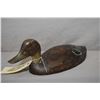 Image 1 : Antique hand carved wooden duck decoy with glass eyes, 12 1/2" in length and 6" high