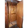 Image 2 : Antique mahogany Sheraton single door wardrobe with inlaid banding, large bevelled mirror and double