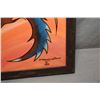 Image 3 : Framed original ink drawing of a stylized feather signed by artist Keith Gambler 2007, 13" X 11", a 