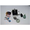 Image 1 : Selection of jewellery including sterling silver box chain with sterling, jade and gemstone pendant,