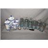 Image 1 : Selection of collectibles blue and white graduated cannister set and six lidded sealers plus two vin