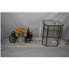 Image 1 : Glass and brass single shelf table top display and a carriage style drinks decanter holder with glas