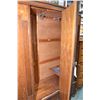 Image 2 : Antique quarter cut oak single door wardrobe with inlaid foliage motif panels, large bevelled mirror