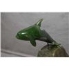 Image 2 : Hand carved Jade killerwhale on jade stone base, note label marked WDXSK