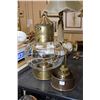 Image 1 : Vintage brass ship's lantern, can be electric or kerosene with extra kerosene font and burner