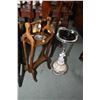 Image 1 : Vintage wooden smokers stand and a floor standing ash stand with marbled glass base