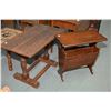 Image 1 : Three pieces of vintage furniture including small drop leaf table, tudor style console table and a w