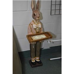 Katherine Collectible whimsical Rabbit figure with tray 38" in height