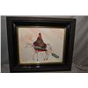 Image 1 : Framed watercolour painting of a Southwestern lady on horse signed by artist Madden (?) 16" X 20"