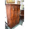 Image 1 : Antique flame mahogany beidermeir secretaire with oak secondary woods, one exposed drawer, two cupbo