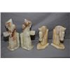 Image 1 : Two pairs of alabaster bookends including 10" high monks and 8" high horses