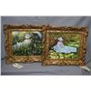 Image 1 : Pair of gilt framed oil on board paintings after works by Monet, each measuring 12" X 14"