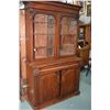 Image 1 : Antique mahogany breakfront with two glazed door upper, and two doors and single drawers in base, mi