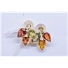 Image 1 : Ladies yellow gold sapphire and diamond earrings set with six pearl shaped enhanced natural sapphire