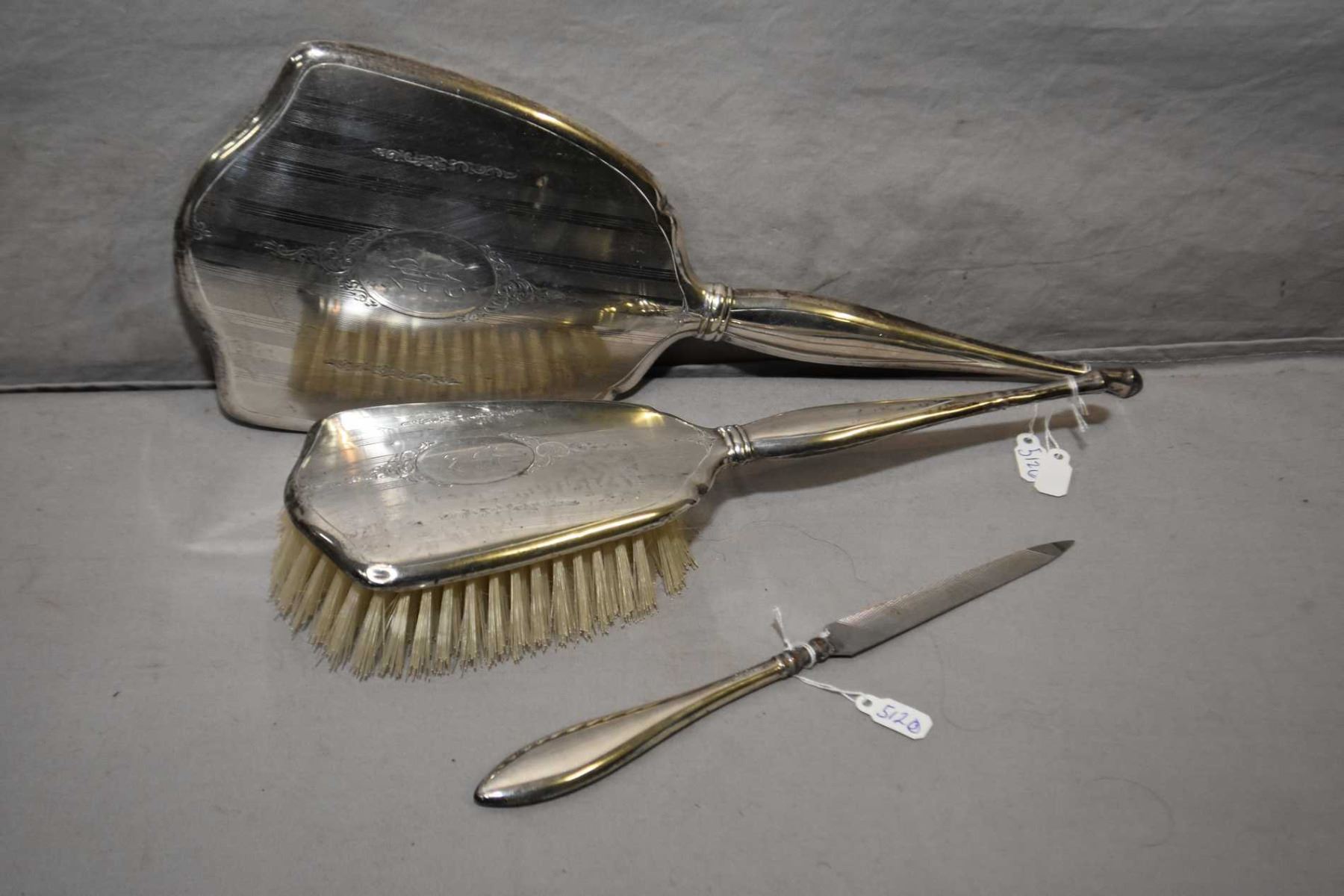 Birks Sterling Silver Dresser Set Including Hair Brush Hand Mirror And