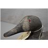 Image 2 : Antique hand carved wooden duck decoy with inset eyes, 14" in length and initial G.H on underside