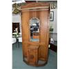 Image 1 : Antique English quarter cut oak hallstand with bevelled mirror, all original hooks, single drawer an