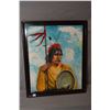 Image 1 : Framed acrylic on canvas painting of a native gentleman, signed by artitst Gayety Knight 8/18/93, 22