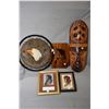 Image 1 : Selection of native American motif wall art including carved mask, carved portrait panel and matchin