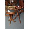 Image 1 : Small round side table vitrine 16" in diameter and a wooden table side salad server