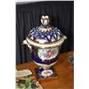 Image 1 : Modern Sevres style handpainted porcelain double handled urn, 15" in height