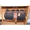 Image 2 : Shelf lot including two leather attache cases, leather report covers, duffle bag etc.