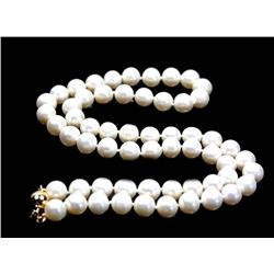Stunning 14k Gold Clasp Aaa+ 8-9mm White Akoya Cultured Round Pearl Necklace 18"