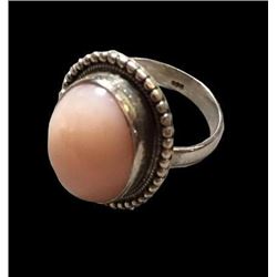 18ct Peruvian Pink Opal & Sterling Silver Ring