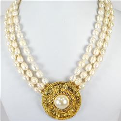 Strand Natural Freshwater Pearl Pendant 14k Gold Filled Necklace 18"