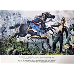 After Nathaniel Currier, Fine Art Modern Lithograph, Battle of Resaca De La Palma - 1846