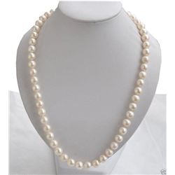 8-9mm Genuine Natural White Akoya Freshwater Pearl Necklace 18"AAA