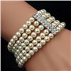 Image 1 : Cream White Glass Pearl Multi-strand Stretch Bracelet