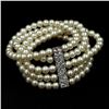 Image 2 : Cream White Glass Pearl Multi-strand Stretch Bracelet