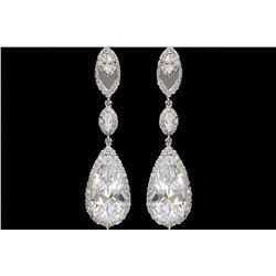 18k White Gold Plated Cubic Zirconia Cz Drop Dangle Earrings