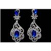 Image 1 : Elegant Royal Blue Czech Crystal & Rhinestone Drop Earrings