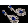 Image 3 : Elegant Royal Blue Czech Crystal & Rhinestone Drop Earrings
