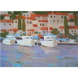 Yacht Seascape Impressionism Original Oil Painting Colorful Art By Anna Gusarova