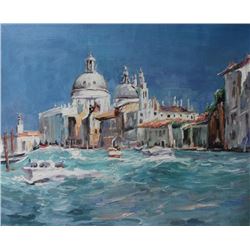 Signed Italian Impressionist Landscape Oil Painting, Venice