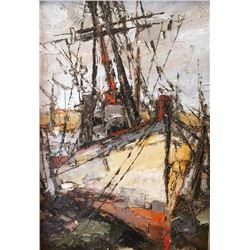 Original Abstract Painting Oil On Canvas Board 5x7" Signed