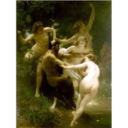 Ceramic Art Tile, Bouguereau Nymphs & Satyr