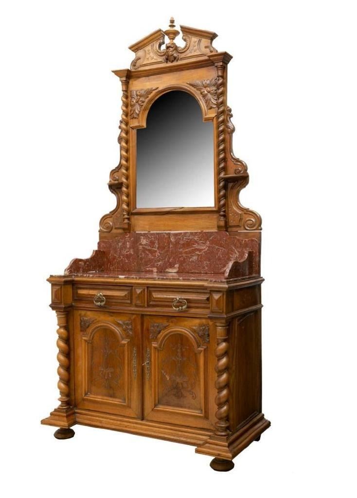 French Henri Ii Mirrored Washstand Dresser