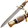 Image 2 : Custom Damascus Steel Stag Horn Hunting Dagger Knife