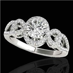 1.38 CTW H-SI/I Certified Diamond Solitaire Halo Ring 10K White Gold - REF-174M5H - 33918