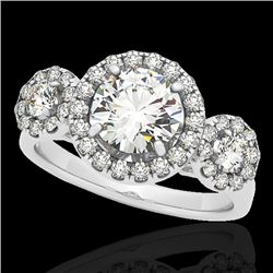 1.75 CTW H-SI/I Certified Diamond Solitaire Halo Ring 10K White Gold - REF-180M2H - 33285