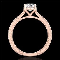 1.45 CTW VS/SI Diamond Solitaire Art Deco Ring 18K Rose Gold - REF-400T2M - 37005