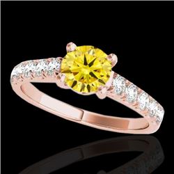 1.55 CTW Certified Si/I Fancy Intense Yellow Diamond Solitaire Ring 10K Rose Gold - REF-207W3F - 354