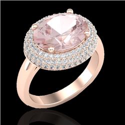 4.50 CTW Morganite & Micro Pave VS/SI Diamond Ring 14K Rose Gold - REF-155H3A - 20918